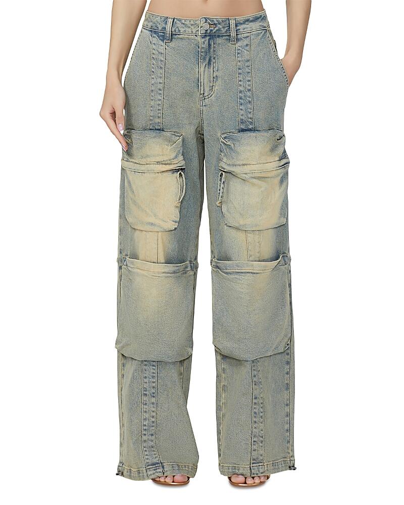 Afrm High Rise Cargo Jeans in Mellow Cover