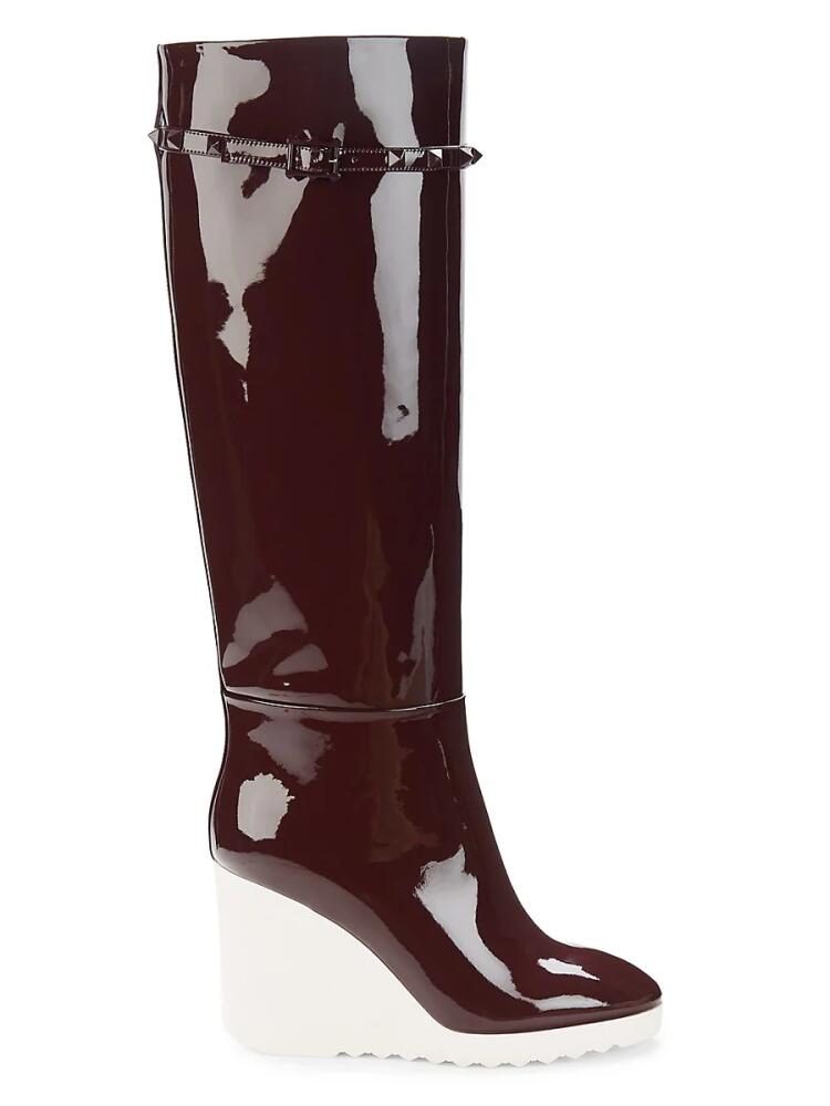 Valentino Garavani Women's Patent Leather Wedge Tall Boots - Red Cover