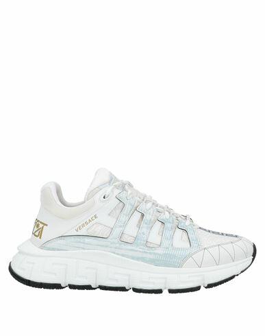 Versace Man Sneakers White Calfskin, Textile fibers Cover