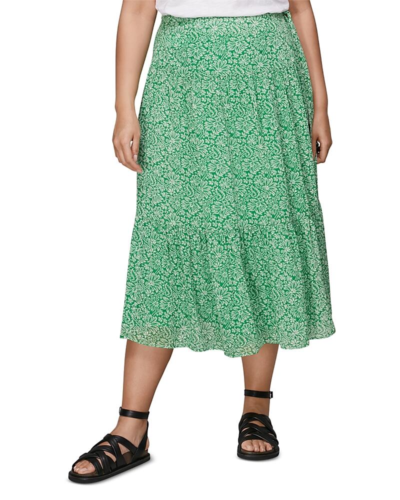 Whistles Indo Floral Faux Wrap Midi Skirt Cover