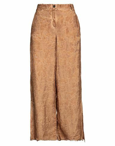 Masnada Woman Pants Camel Linen, Viscose Cover