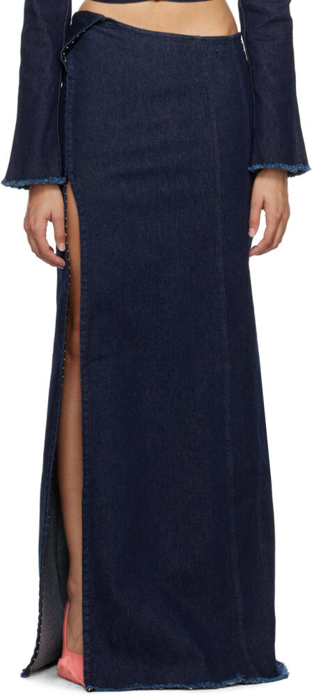 Jade Cropper Navy Hook-Eye Denim Maxi Skirt Cover