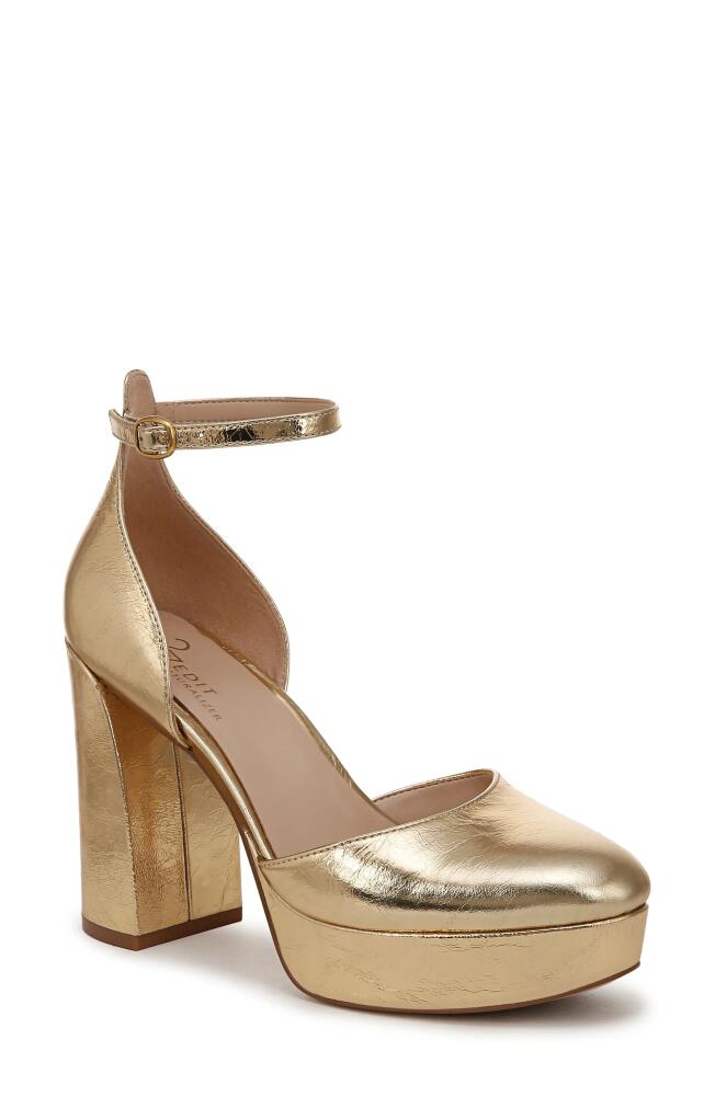 27 EDIT Naturalizer Giovanna Ankle Strap Platform Pump in Dark Gold Cover