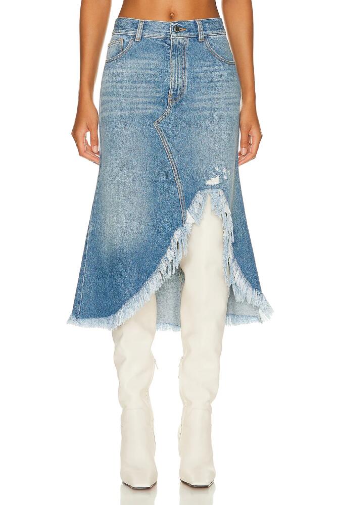 Chloe Distressed Midi Skirt in Blue Cover