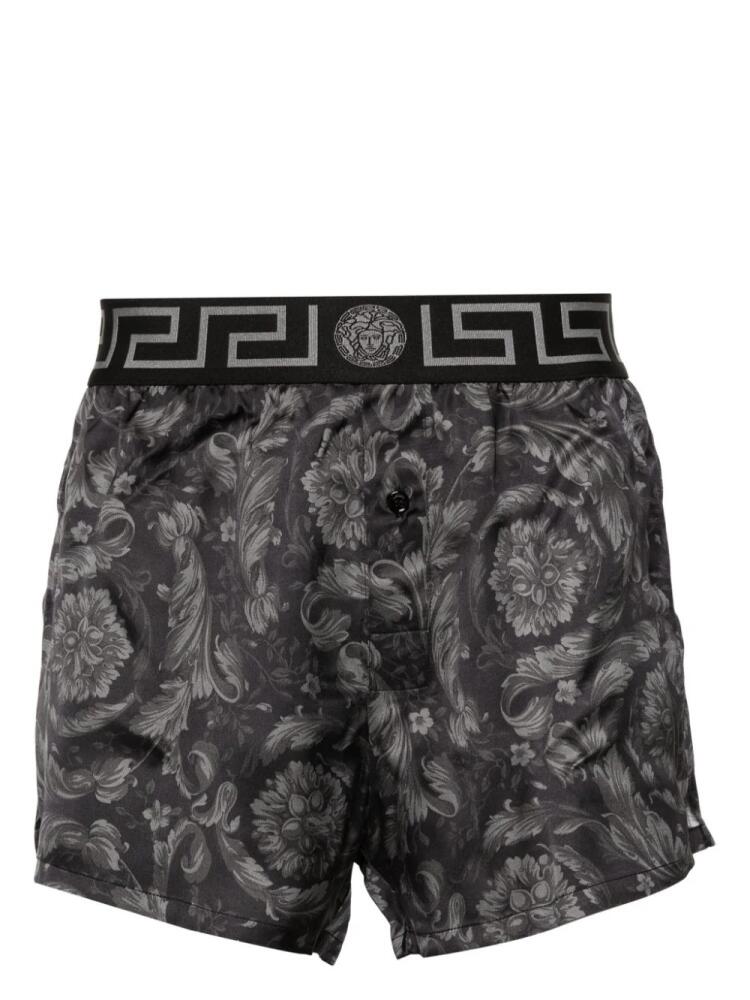 Versace Barocco-print pyjama shorts - Black Cover