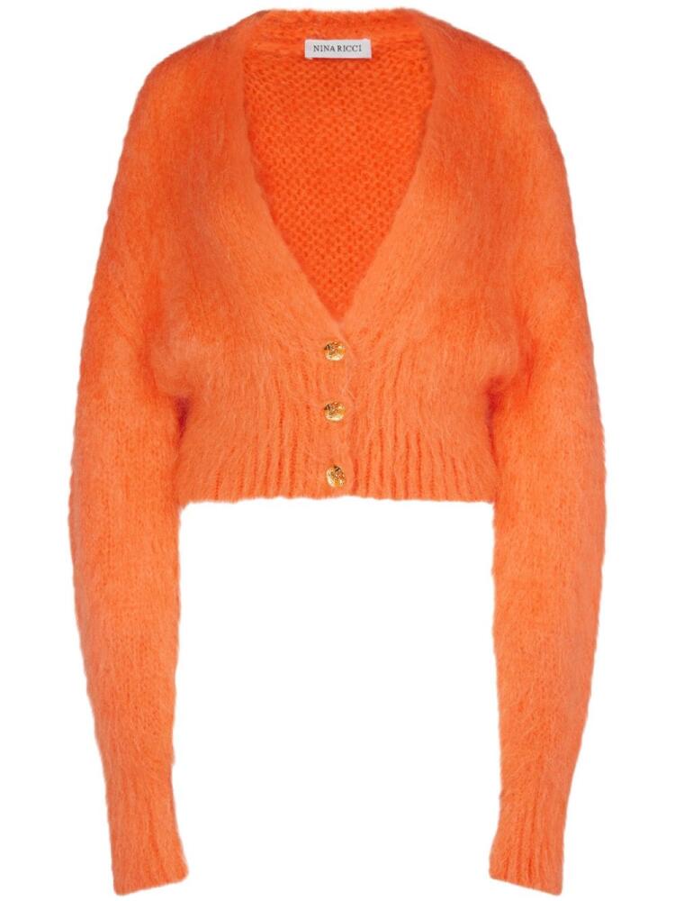 Nina Ricci V-neck mohair-blend cardigan - Orange Cover