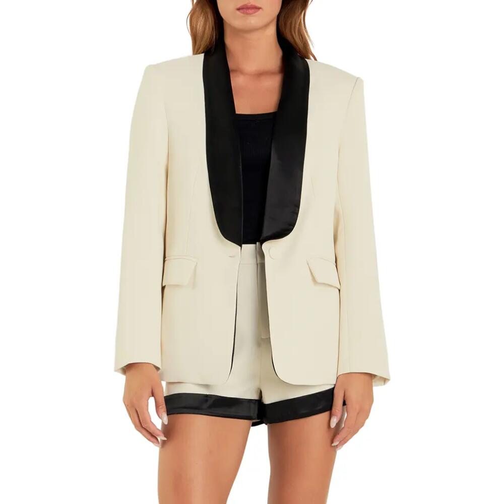 Endless Rose Satin Lapel Blazer in Ivory Cover