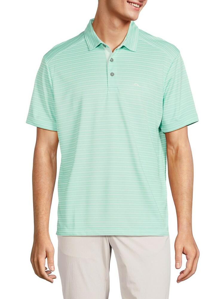 Tommy Bahama Men's We Stand Tall Striped Polo - Gentle Breeze Green Cover