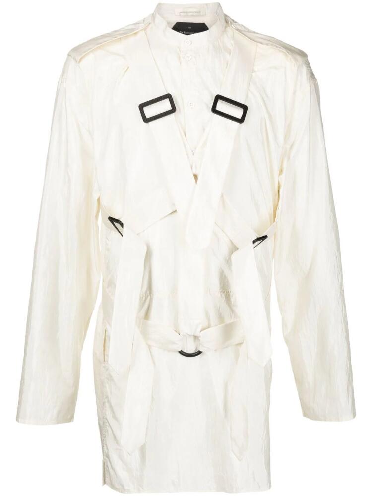 Nicolas Andreas Taralis strapped band collar shirt - White Cover