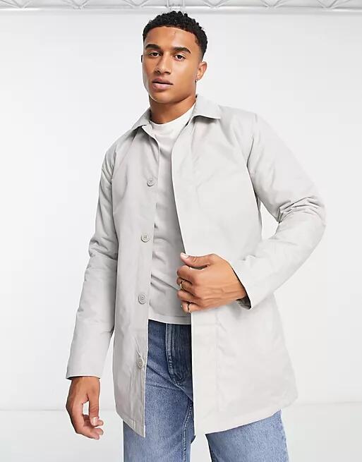 French Connection lined classic trench jacket in stone-Neutral Cover