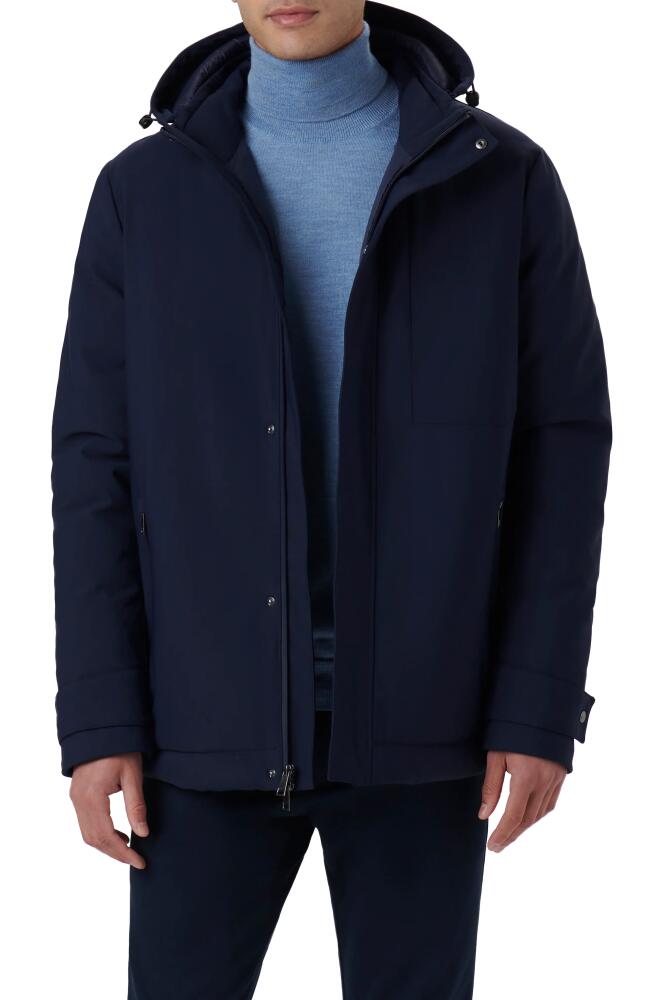 Bugatchi Full Zip Hooded Bomber Jacket in Midnight Cover