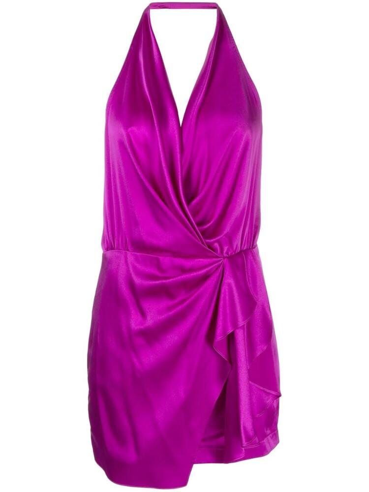 Michelle Mason halterneck open-back silk minidress - Purple Cover