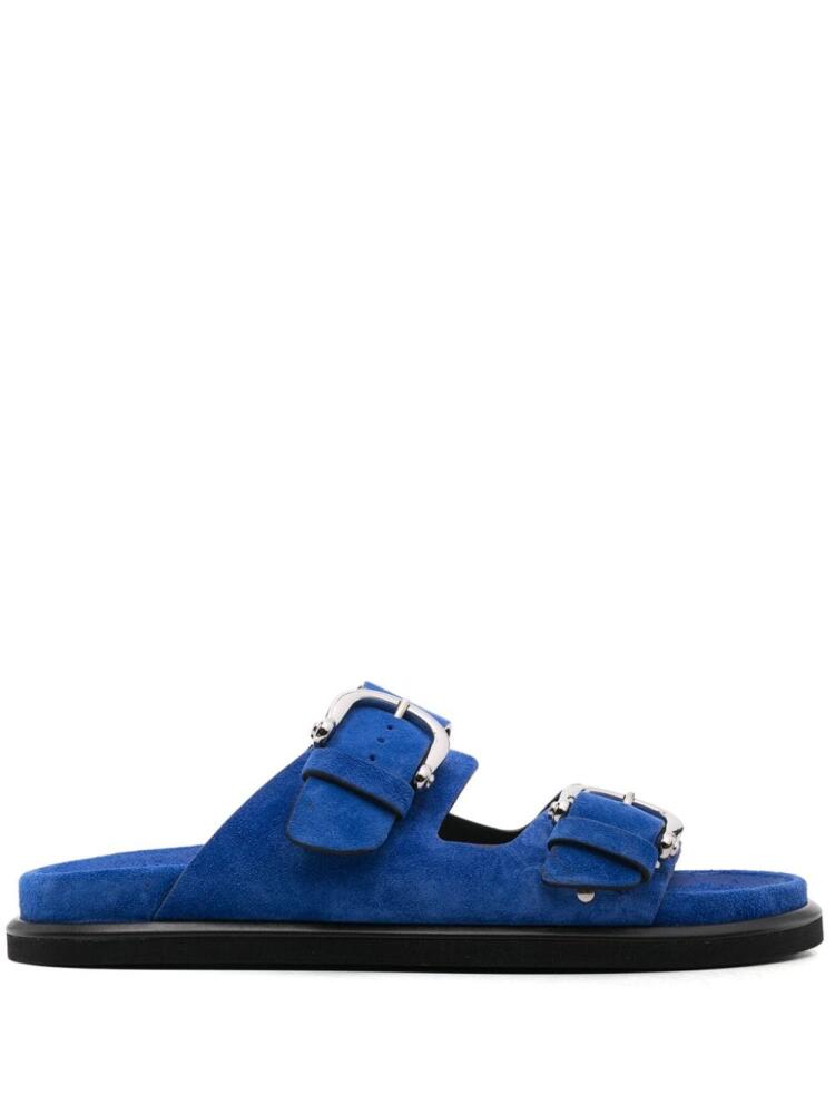 P.A.R.O.S.H. double-buckle suede slides - Blue Cover