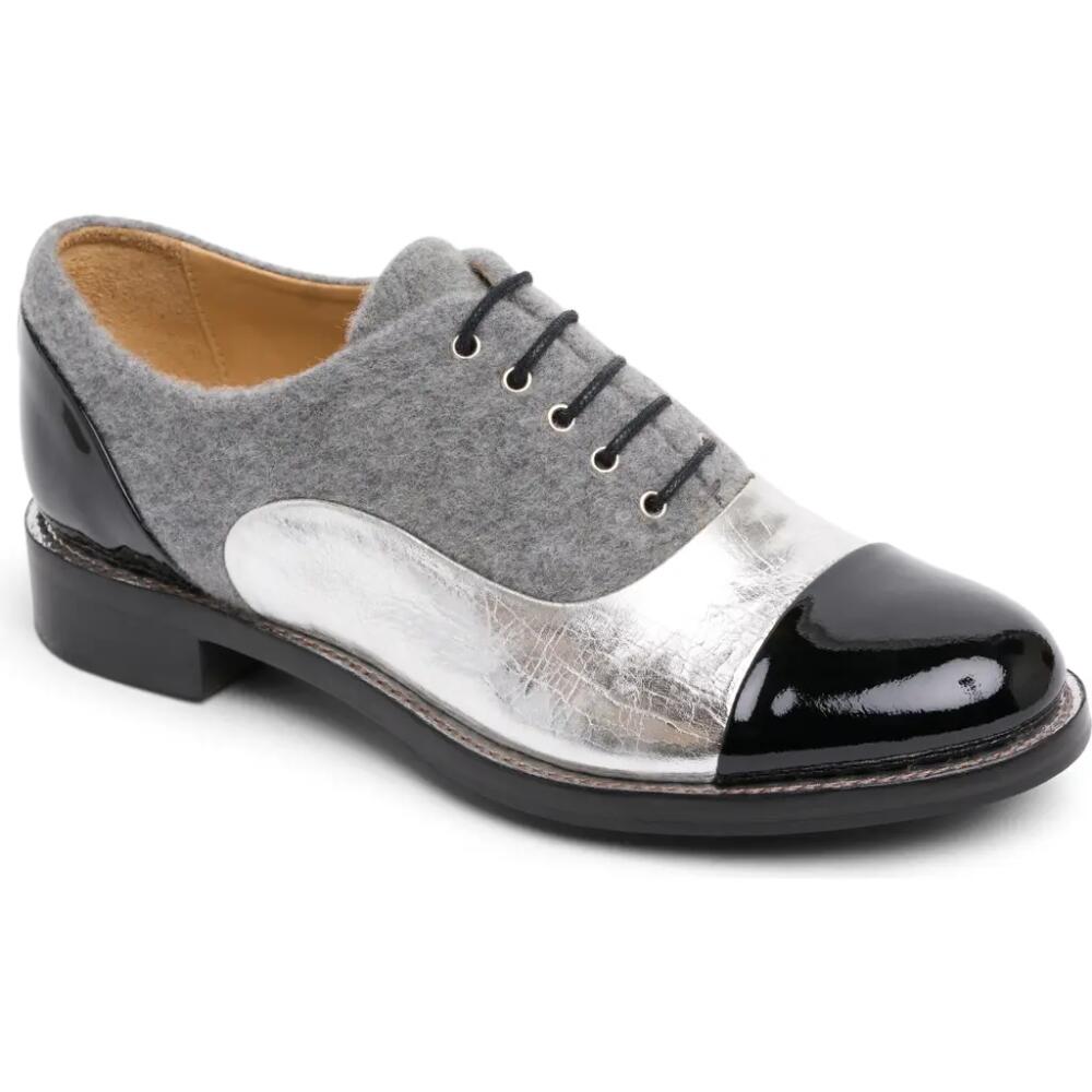 The Office of Angela Scott Ms. Baker Cap Toe Oxford in Silver Wool Cover