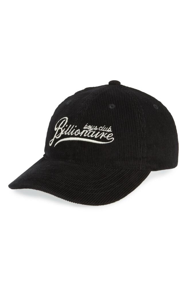 Billionaire Boys Club Horizon Corduroy Baseball Cap in Black Cover