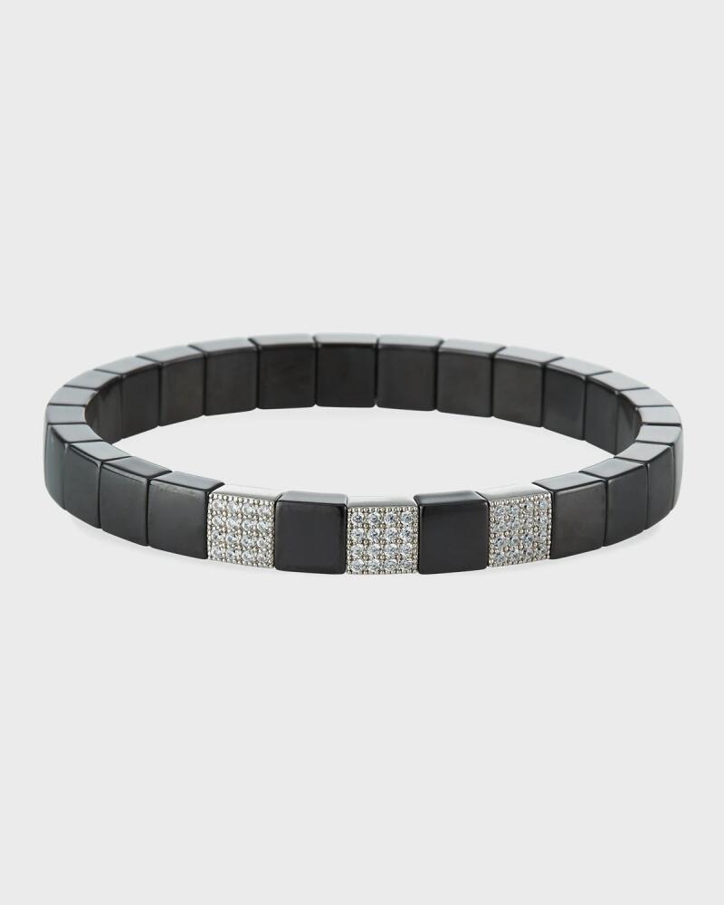 Roberto Demeglio SCACCO Black Ceramic Diamond 3-Bead Stretch Bracelet Cover