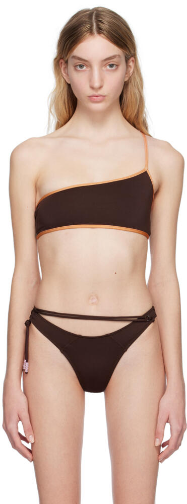 JACQUEMUS Brown Le Raphia 'Le Haut De Maillot Maio' Bikini Top Cover