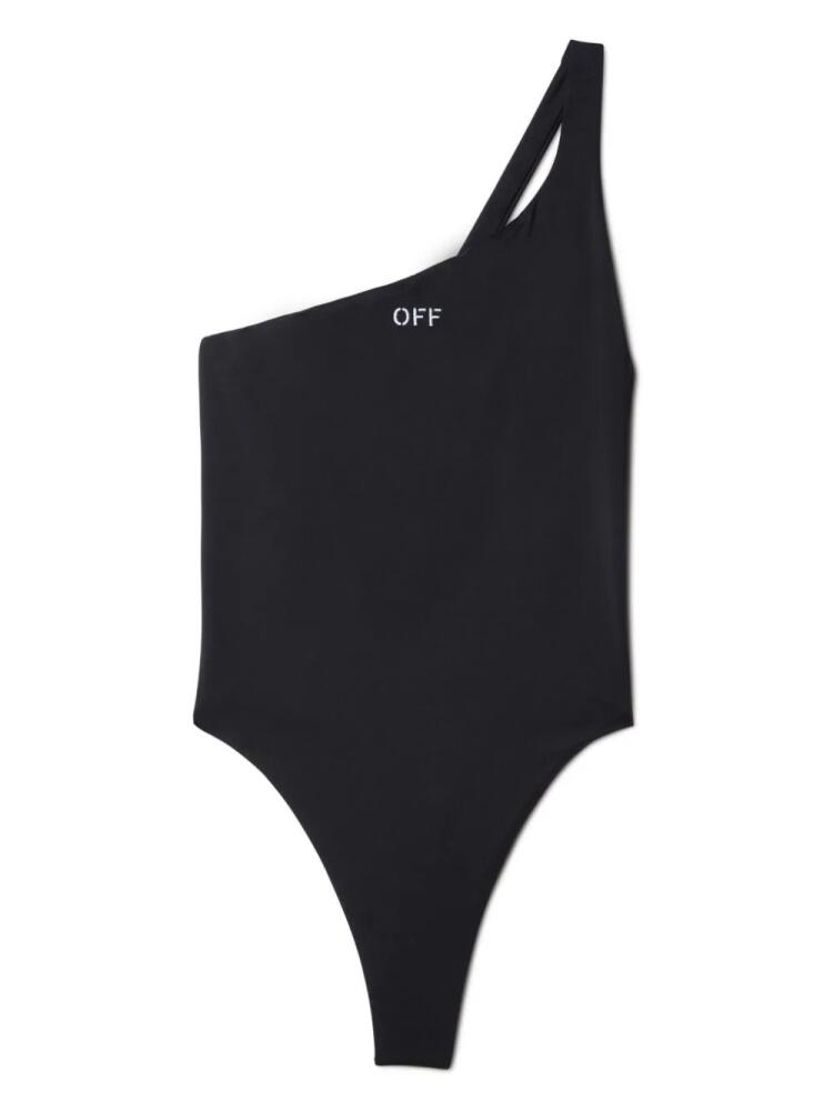 Off-White logo-print one-shoulder swimsuit - Black Cover