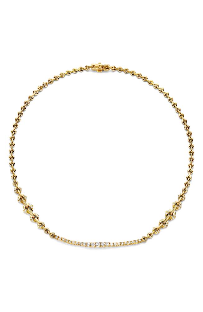 DRIES CRIEL Diamond Bar Chain Necklace in Yellow Gold Cover