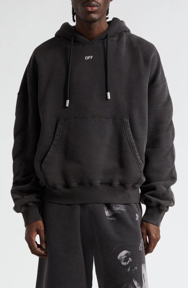 Off-White Saint Matthew Organic Cotton Graphic Hoodie in Black Grey Cover