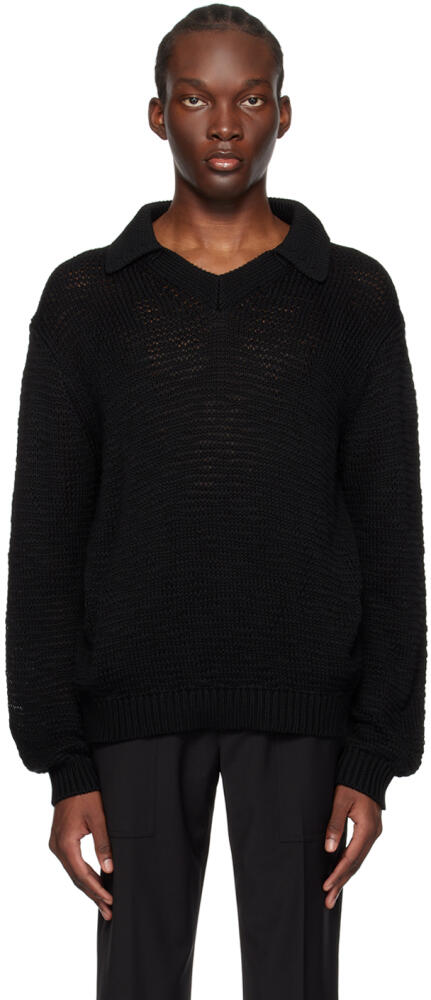 Helmut Lang Black Pointed Collar Sweater Cover