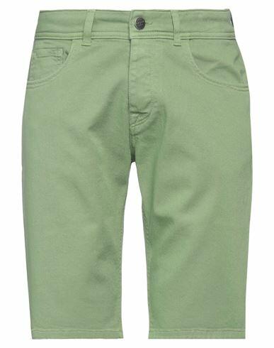 Reign Man Denim shorts Green Cotton, Elastane Cover