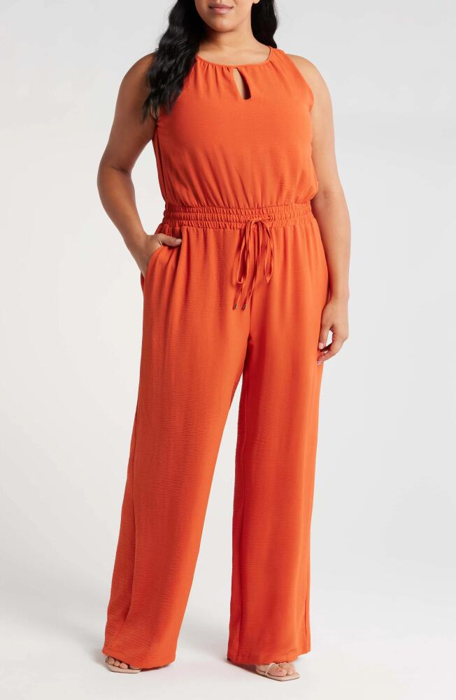 Tahari ASL Smock Waist Wide Leg Jumpsuit in Lava Cover