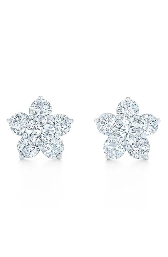 Kwiat Floral Cluster Diamond Stud Earrings in White Gold/Diamond Cover