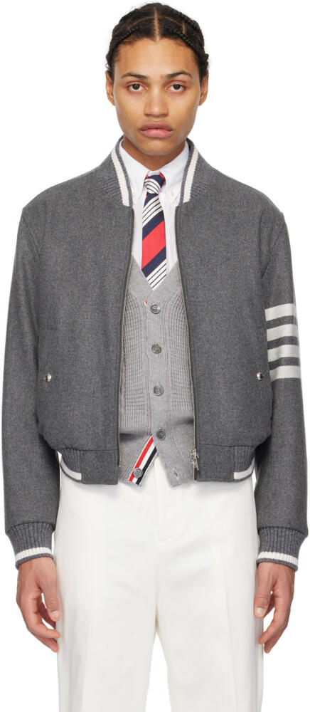 Thom Browne Gray Rib Bomber Jacket Cover