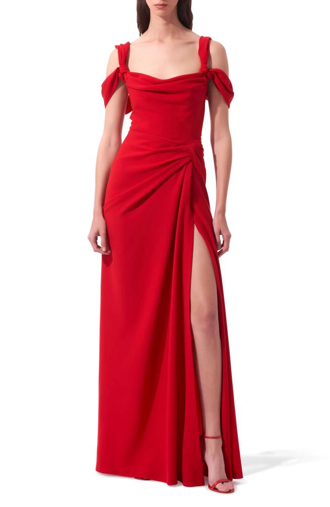 Carolina Herrera Drape Neck Crepe Gown in Lacquer Red Cover