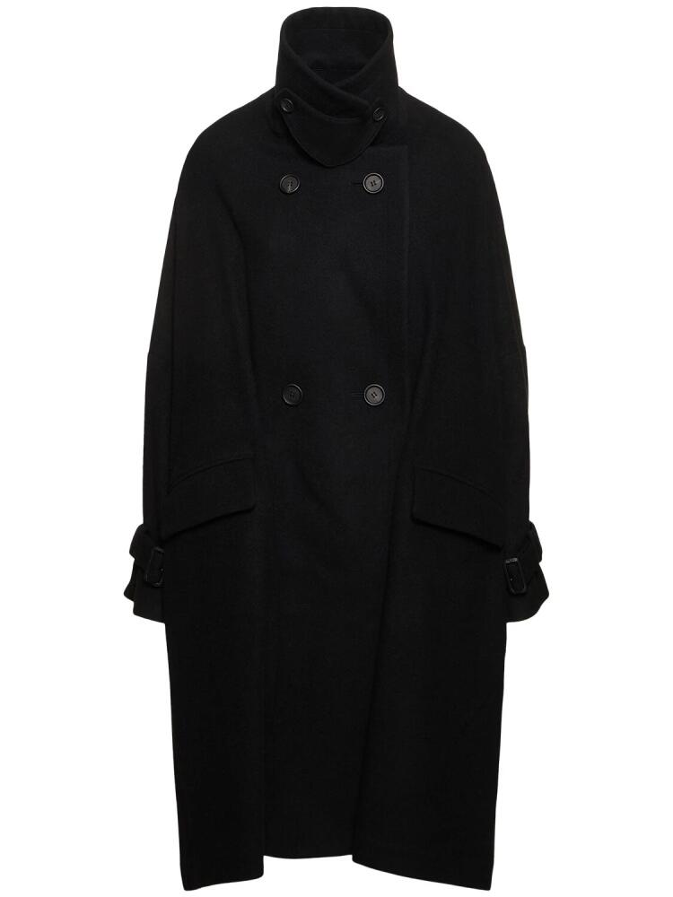 YOHJI YAMAMOTO Melton Wool Blend Long Coat Cover