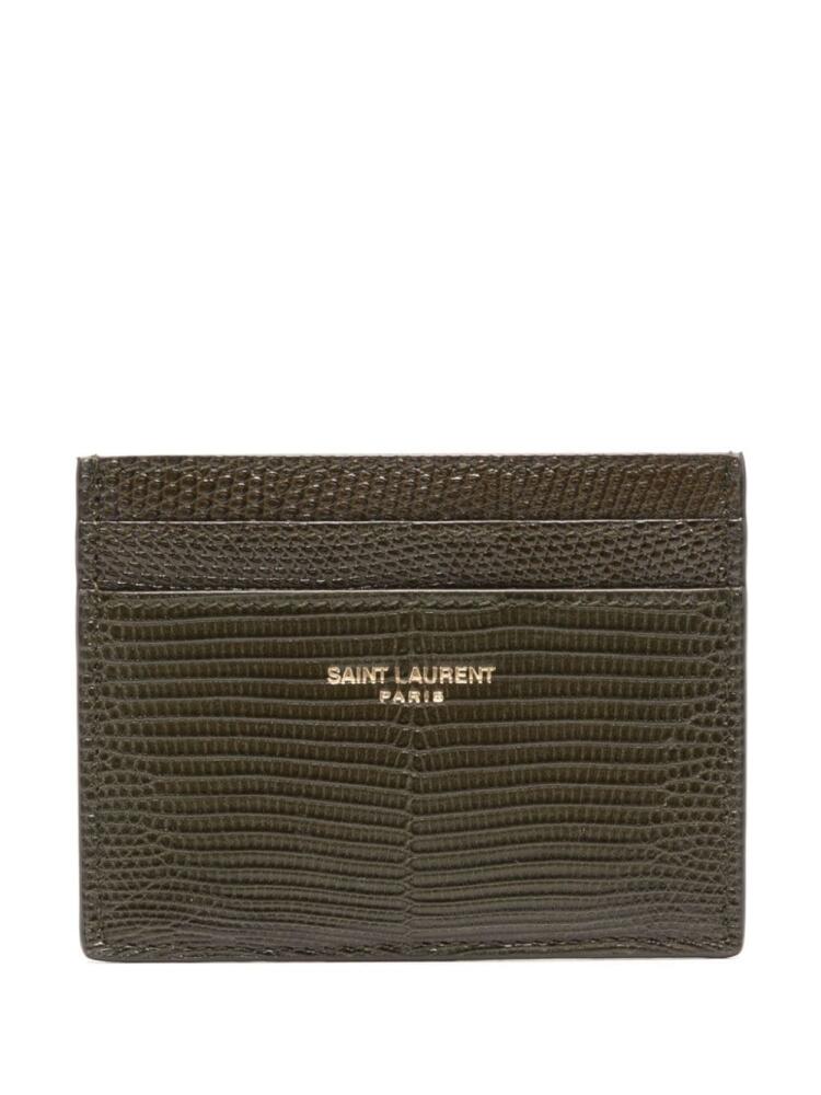 Saint Laurent logo-stamp embossed-leather cardholder - Green Cover