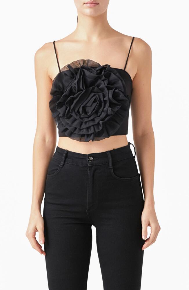 Endless Rose Organza Flower Crop Top in Black Cover