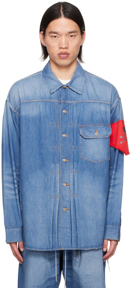 mastermind JAPAN Blue Pintucks Denim Shirt Cover