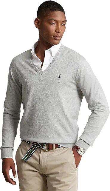 Polo Ralph Lauren Cotton V-Neck Sweater (Andover Heather) Men's Clothing Cover