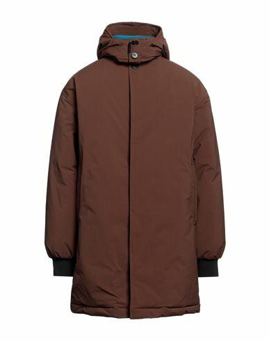 Msgm Man Coat Brown Polyester Cover