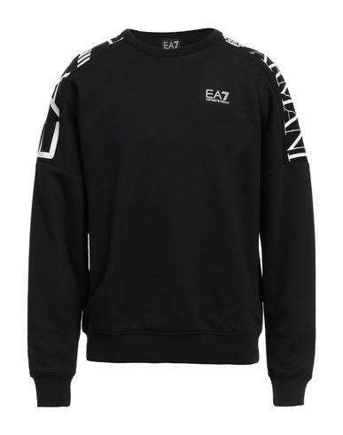 Ea7 Man Sweatshirt Black Cotton, Polyester, Elastane Cover