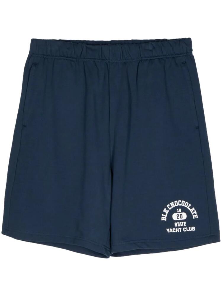 CHOCOOLATE logo-print cotton shorts - Blue Cover