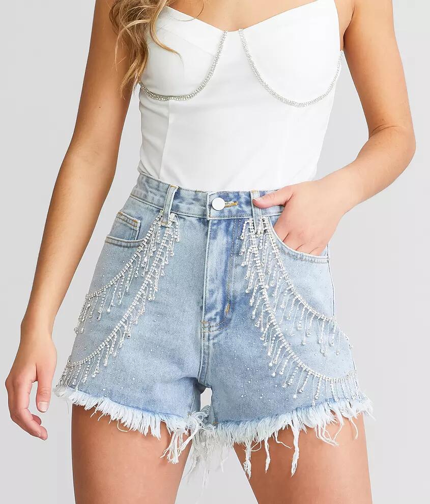 Blue B Ultra High Rise Rhinestone Fringe Short Cover