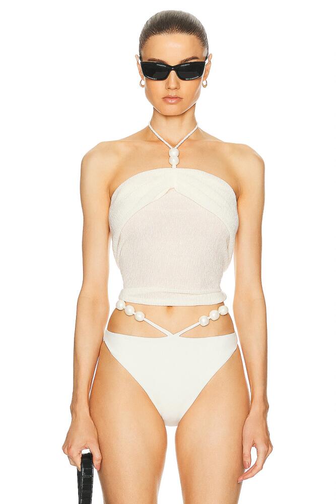 Magda Butrym Bead Neck Tank Top in Cream Cover