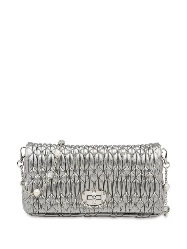 Miu Miu Miu crystal matelassé shoulder bag - Grey Cover