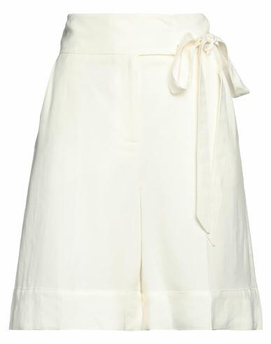 Twinset Woman Shorts & Bermuda Shorts White Viscose, Linen Cover