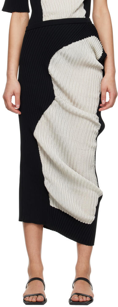 ISSEY MIYAKE Black Draped Midi Skirt Cover