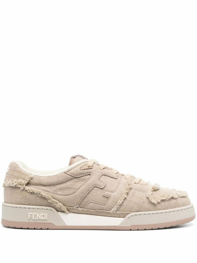 FENDI FF-logo distressed sneakers - Brown Cover