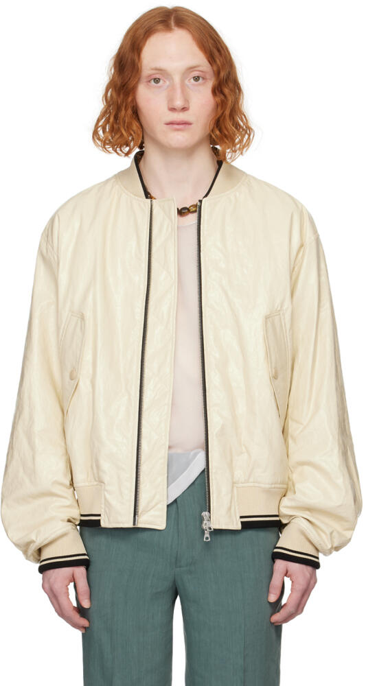 Dries Van Noten Beige Zip Bomber Jacket Cover