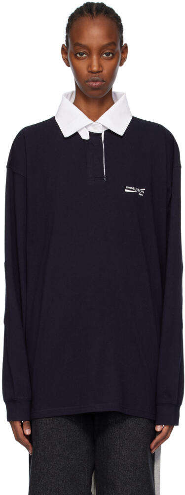 Pushbutton Navy Oversized Long Sleeve Polo Cover