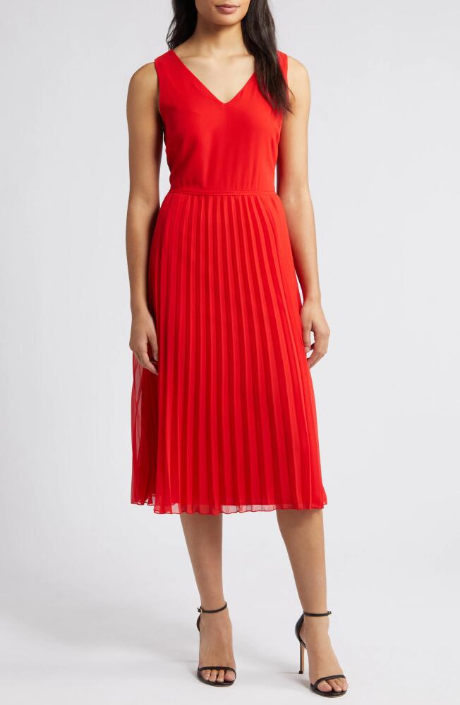 Sam Edelman V-Neck Accordion Pleat Dress in Coral Cover