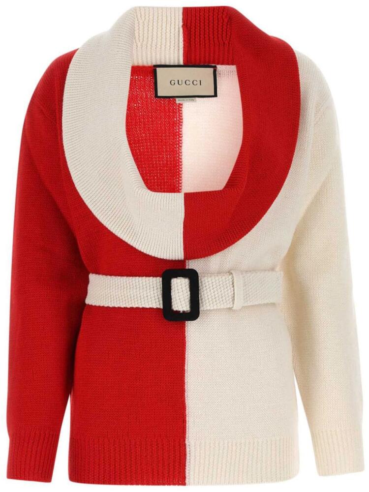 Gucci two-tone belted jumper - Red Cover