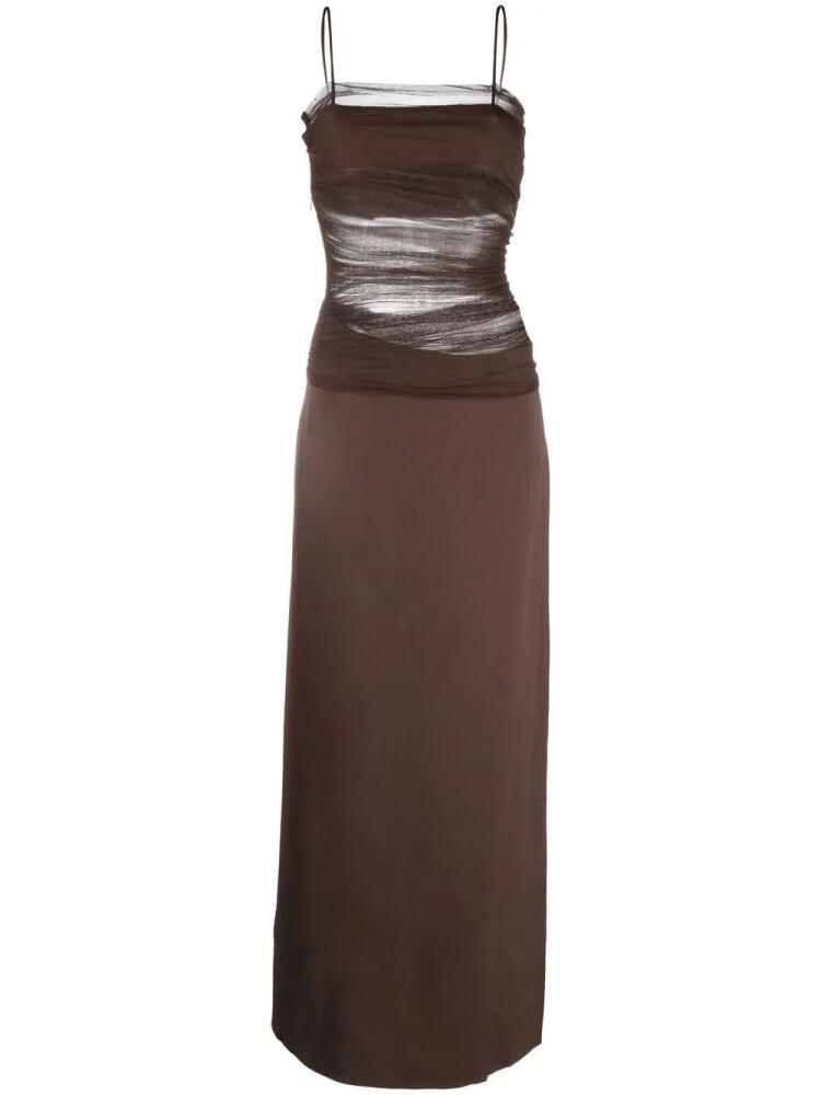 Christopher Esber sheer draped silk gown - Brown Cover