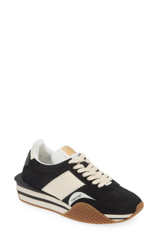 TOM FORD James Mixed Media Low Top Sneaker in Black/Cream Cover